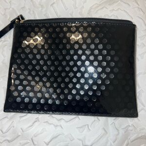 Kate Spade vinyl black polka dot pouch 6”x5”